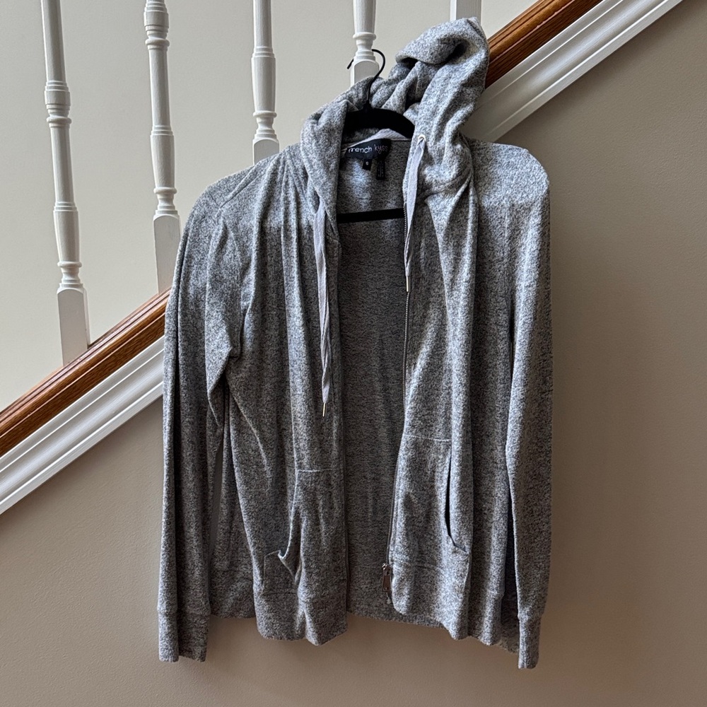 French Kyss Gray Women's Zip Up Sweater